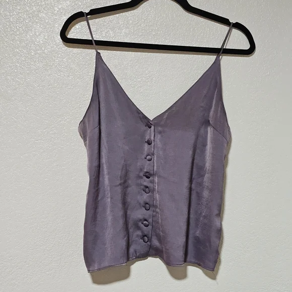 Topshop Chic Silk Lavender Button-Up Tank Top - Picture 5 of 6